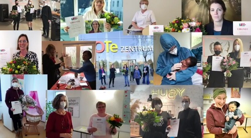 Collage von Fotos der Ehrung der 11 Bremer Frauen des Jahres 2021. Coronabedingt wurde jede Frau persönlich und einzeln geehrt